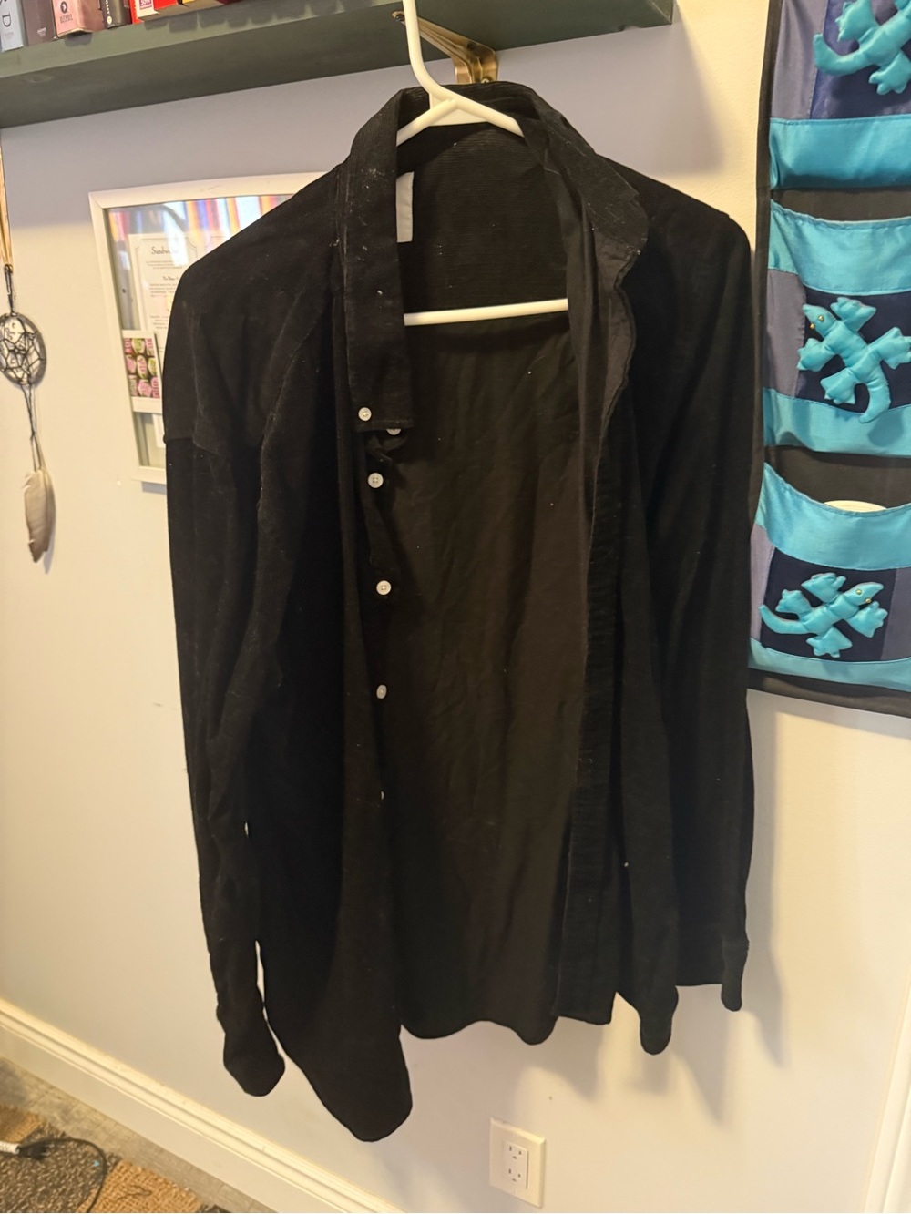 Men's Black Button-Up Corduroy- Classic Lightweight Layer